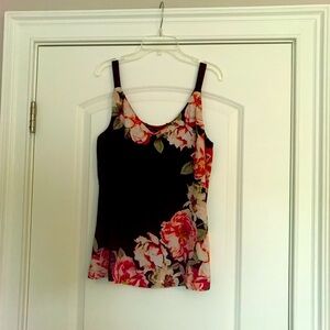 WHBM Sleeveless, black/floral blouse, Size small